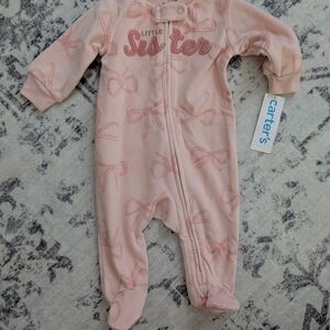 Carter's Pink Bow Little Sister Footie